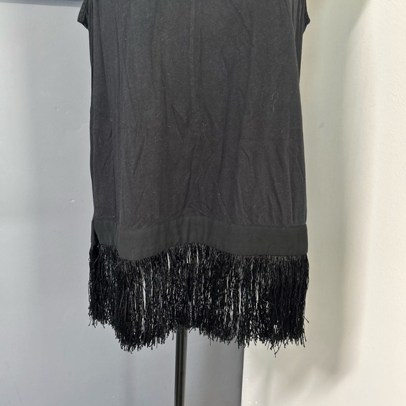 J CREW Top Womens‎ Small Black Sleeveless Tank Fringe Hem Zip Back Ponte Stretch - Picture 2 of 13
